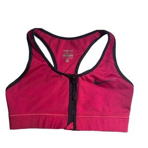 Nike Pro- Women's Dri-Fit Shape Front Zip Up Sports Bra Pink Size XS